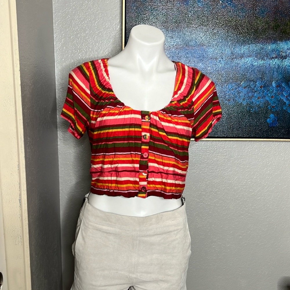 BCBG Variegated Stripe Top size Medium, Small